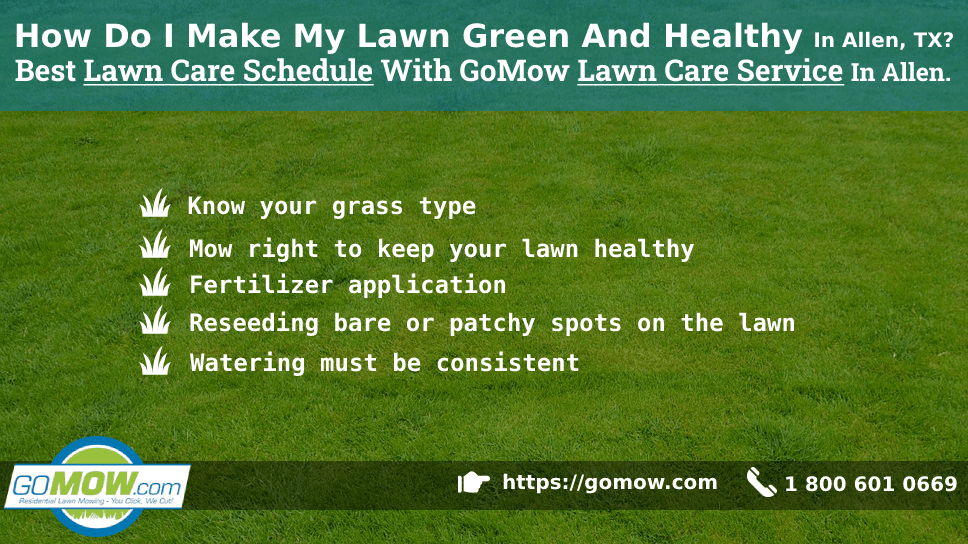 How Do I Make My Lawn Green And Healthy In Allen, TX? Best Lawn Care Schedule With GoMow Lawn Care Service In Allen.