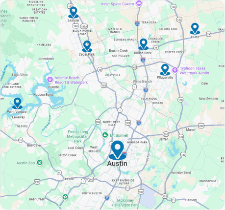 GoMow lawn care service area map in Austin, TX