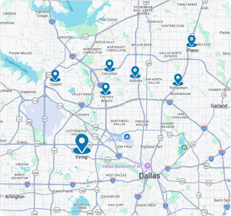 Gomow Lawn Care Service Area Map in Irving, TX