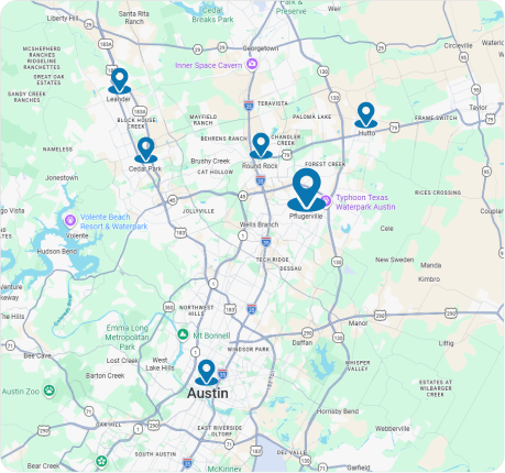 Gomow Lawn Care Service Area Map in Pflugerville, TX