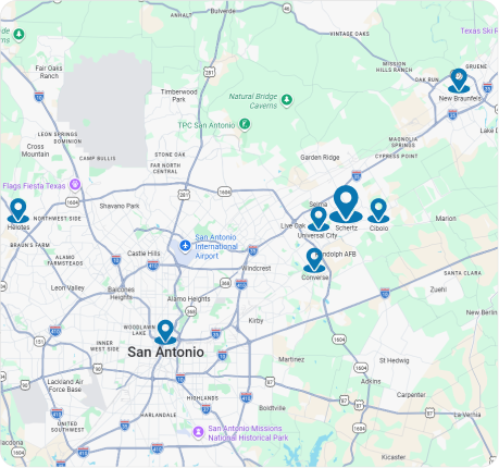 Gomow Lawn Care Service Area Map in Schertz, TX