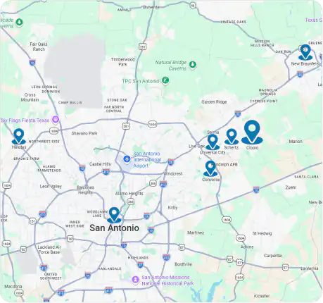 Gomow Lawn Care Service Area Map in Cibolo, TX